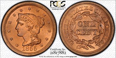 1855 1C Upright 55 MS66RD