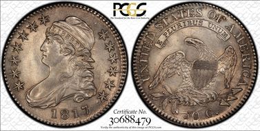 1817/3 50C Overton 101a AU58