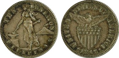 1917-S 10C Allen-8.12a RP 1 AU53