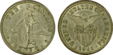 1911-S 10C AU55