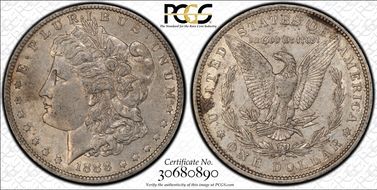 1888-O $1 VAM 7A, Shooting Star AU55