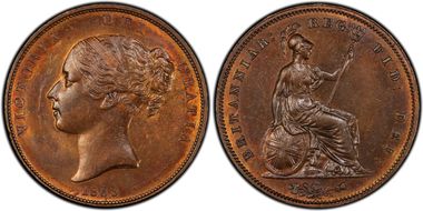 1853 1D S-3948 Ornamental trident MS63RB