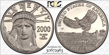 2000-W $100 Statue of Liberty PR70DCAM