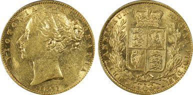 1871-S Sov S-3855A Shield WW incuse AU55