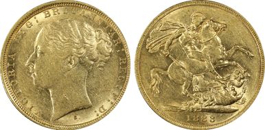 1883-S Sov S-3858E St. George AU55