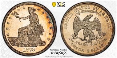 1876 T$1 TDV-17, Type I/II, Recut Finger PR62