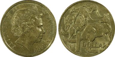 2000 $1 Mule-Struck w/10C Obv AU58