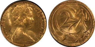 1967 2C w/o SD initials MS63RD