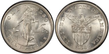 1908-S Peso KM-172  Ag MS66