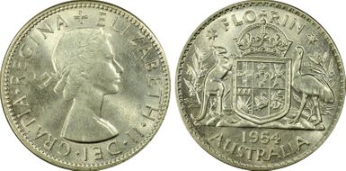 1954(m) Florin KM-54  Ag MS62