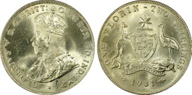 1931(m) Florin KM-27  Ag MS64