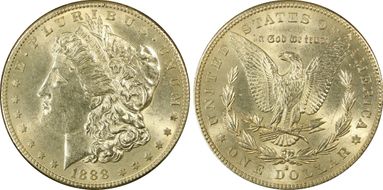 1888-S $1 AU58