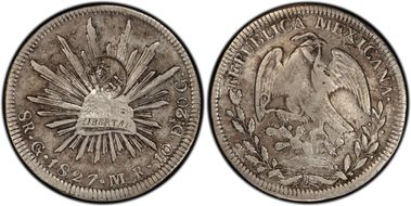 (1834-37) 8 R KM-129 C/M on Mex 8R VF35