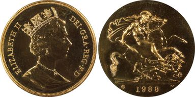 1988-U £5 S-SE5 St. George MS68
