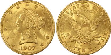 1907 $10 Liberty MS63