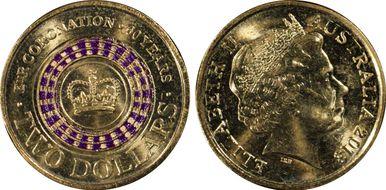 2013 $2 Coronation Colorized MS64