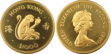 1980 $1000 Year of the Monkey KM-47  Au PR67DCAM