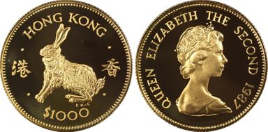 1987 $1000 Year of the Rabbit Au PR69DCAM