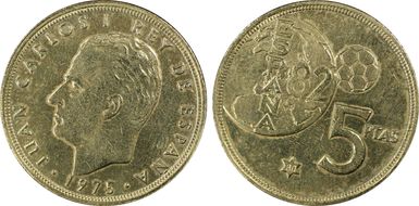 1975 5 Pta World Cup Mule (80) N1