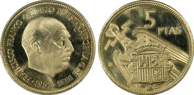 1957 5 Pta (1974) PR66CAM