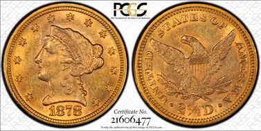 1878 $2.50 AU58