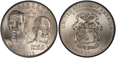 2013-D 50C 5 Star Generals Arnold, Bradley MS70