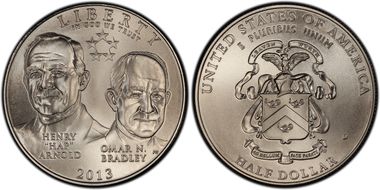 2013-D 50C 5 Star Generals Arnold, Bradley MS70