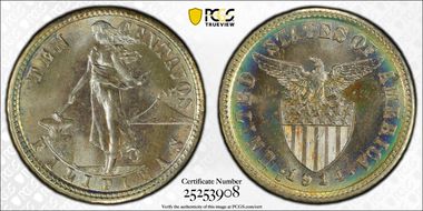 1914-S 10C Allen 8.10a Short Bar MS67+