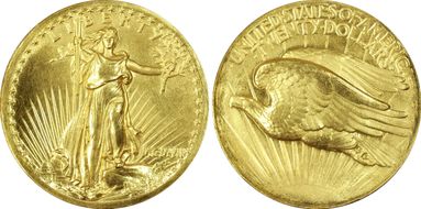 1907 $20 High Relief, Wire Edge MS67