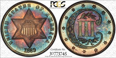 1869/'8' 3CS PR67+ CAM