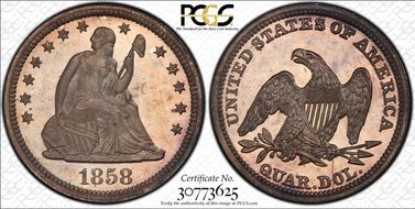 1858 25C PR65CAM
