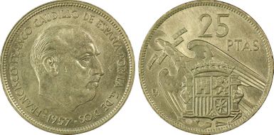 1957 BA 25 Pta Numis Expo Barcelona MS63