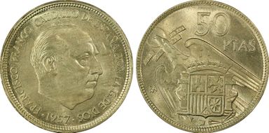 1957 BA 50 Pta Numis Expo Barcelona MS63