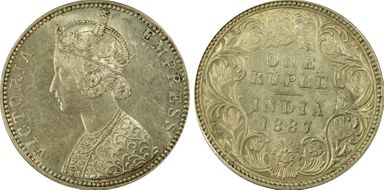 1887-B Rupee SW-6.103 Backwards Incuse B MS62