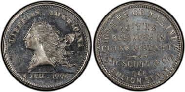 (1876) Token NY-NY 830 White Metal J.W. Scott & Co. MS64