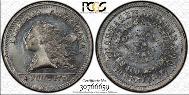 (1876) Token NY-NY 850 White Metal Traphagen, Hunter & Co. MS63