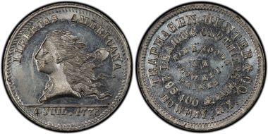 (1876) Token NY-NY 850 White Metal Traphagen, Hunter & Co. MS63