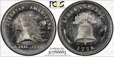 (1876) Token Pa-Ph 256 White Metal Lingg & Co. Mule w/Pa-Ph 258 Obv. MS64