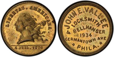 (1876) Token Pa-Ph 785A Brass John E. Vallee MS64