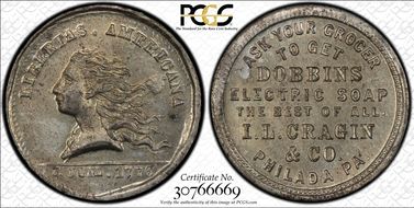 (1876) Token Pa-Ph 880 White Metal I.L. Cragin & Co. MS63