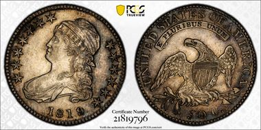 1819/8 50C Large 9 AU55