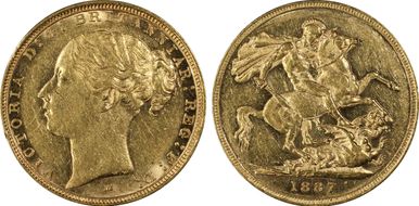 1887-M Sov S-3857C   Y. Head / St. George AU55