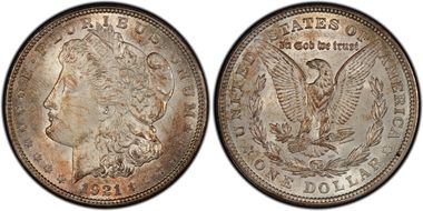 1921 $1 Morgan, Wide Reeding MS64