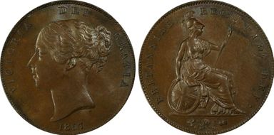 1857 1D S3948 Ornamental trident MS63BN