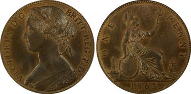 1863 1D S-3954 MS66BN