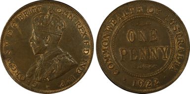 1922 1D English obverse MS63BN