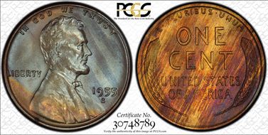 1955-S 1C MS65RB