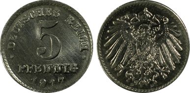 1917-D 5 Pfg J-297 MS66