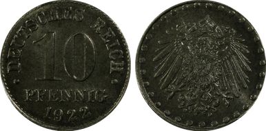 1922-D 10 Pfg Iron J-298 MS64