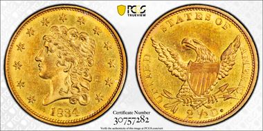 1834 $2.50 Classic Head, HM-1 MS63